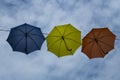 Umbrella in red, yellow and blue Royalty Free Stock Photo