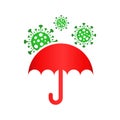 Umbrella safe from COVID-19 vector icon design style on white background, Royalty Free Stock Photo