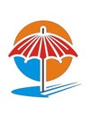 Umbrella, sun and shadow - beach umbrella vector illustration. Royalty Free Stock Photo