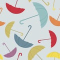 Umbrella seamless pattern. Many of colour opened umbrellas.