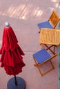 Umbrella and seating from above Royalty Free Stock Photo