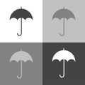 Umbrella set Icon vector flat design. Vector icon on white-grey Royalty Free Stock Photo