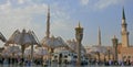 Umbrella Shaped Tents Close after Late-afternoon in al-Masjid an-Nabawi Royalty Free Stock Photo