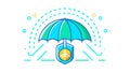 Umbrella Shield with Security Lock Icon, vector design Generative AI Royalty Free Stock Photo