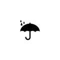 Umbrella silhouette under raindrops icon and simple flat symbol for web site, mobile, logo, app, UI