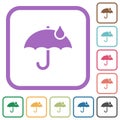 Umbrella with single raindrop solid simple icons Royalty Free Stock Photo