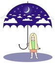 Umbrella sky night Royalty Free Stock Photo