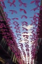 Umbrella sky street old san juan puerto rico Royalty Free Stock Photo