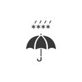 Umbrella and sleet. Isolated icon. Weather vector illustration