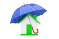 Umbrella with Sollar Panels Over House. 3d Rendering