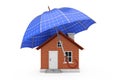 Umbrella with Sollar Panels Over House. 3d Rendering Royalty Free Stock Photo
