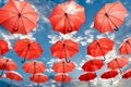 Umbrella standing out from the crowd unique Royalty Free Stock Photo