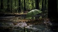 Dramatic Forest Photography With A Green Umbrella