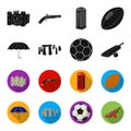 Umbrella, stone, ball, cricket .England country set collection icons in black,flet style vector symbol stock