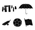 Umbrella, stone, ball, cricket .England country set collection icons in black style vector symbol stock illustration web