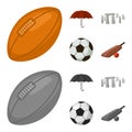 Umbrella, stone, ball, cricket .England country set collection icons in cartoon,monochrome style vector symbol stock