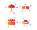 Umbrella, sunglasses and hat with case. Vector Royalty Free Stock Photo