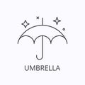 Umbrella thin line icon. Protection concept. Outline vector illustration