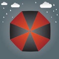 Umbrella on the top and rain background