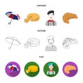 Umbrella, traditional, cheese, mime .France country set collection icons in cartoon,outline,flat style vector symbol