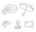 Umbrella, traditional, cheese, mime .France country set collection icons in outline style vector symbol stock