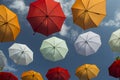 An umbrella under blue sky