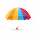Vibrant Rainbow Color Umbrella Vector Icon On White Background
