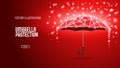 Shield umbrella. Low poly wireframe style. The concept of protection and isolation from external risk factors. Vector illustration Royalty Free Stock Photo