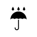 Umbrella vector icon. Rain protection umbrella water symbol. Rain safety sign drop icon isolated Royalty Free Stock Photo