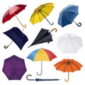 Umbrella vector umbrella-shaped rainy protection open and colorfull parasol accessory illustration set of autumn rained Royalty Free Stock Photo