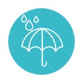 Umbrella water drops rain protection nature liquid blue block style icon