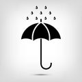 Umbrella with water drops. Rain protection symbol, wet umbrellas. Vector illustration. Royalty Free Stock Photo