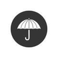 Umbrella white icon on gray. vector illustration in flat style