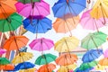 Umbrellas against a sunny sky.