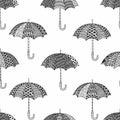 Umbrellas - autumn pattern. Cute cartoon ornament. Doodle style
