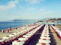 Umbrellas on the beach in alassio province