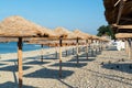 Umbrellas on the beach in Nebug, Russia