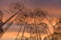 Umbrellas at the beach, sculpture of Giorgos Zongolopoulos Royalty Free Stock Photo