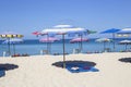 Umbrellas in a beautiful day on Surin beach in Phuket Thailand