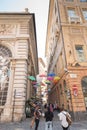 Umbrellas on Bianchi street in Genova Royalty Free Stock Photo