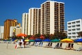 Umbrellas and chair rentals Royalty Free Stock Photo