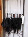 Umbrellas at the door of a yeshiva Royalty Free Stock Photo