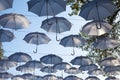 Umbrellas hanging on the trees, the holiday