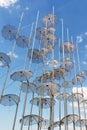 The Umbrellas installation at the new waterfront of Thessaloniki created by George Zongolopoulos in 1997, Greece