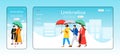 Umbrellas landing page flat color vector template Royalty Free Stock Photo