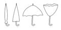 umbrellas line set rain elements weather doodle