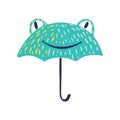 Umbrellas look like frog on white background. Abstract umbrella green color in doodle