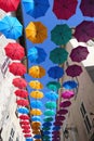 Umbrellas over a street in Aurillac Royalty Free Stock Photo