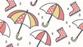 Umbrellas & Rain Boots Pattern - Cozy Rainy Day Essentials, vector design Generative AI Royalty Free Stock Photo