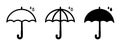 Umbrellas With Raindrops - Different Black Vector Icons Isolated On White Background Royalty Free Stock Photo